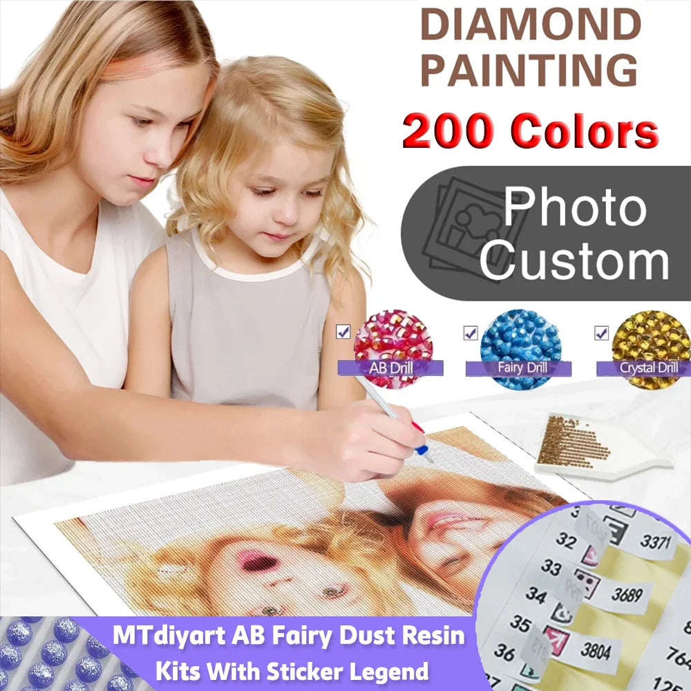 Custom Photo Diamond Painting Kit — Premium (200 AB Diamond Colors)