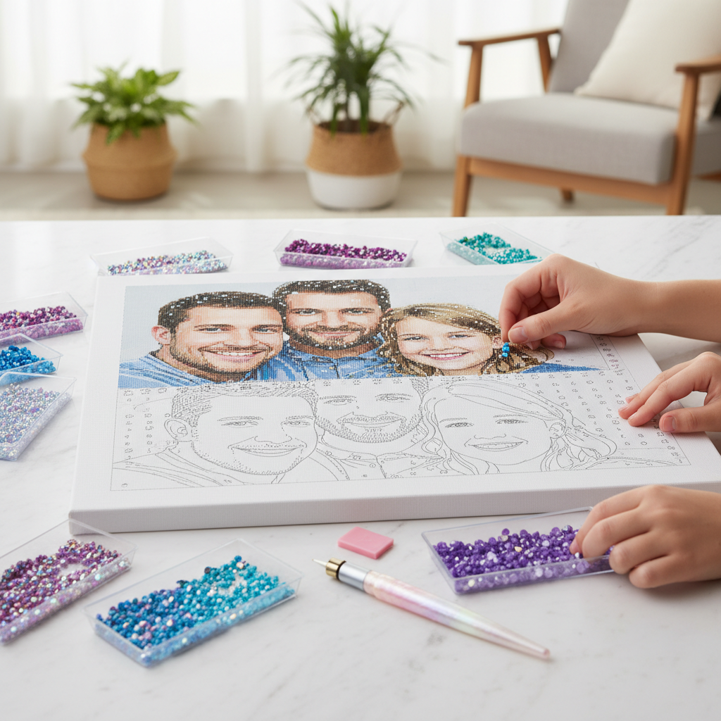 Custom Photo Diamond Painting Kit - Turn your cherished memories into sparkling diamond art with 200 vibrant colors