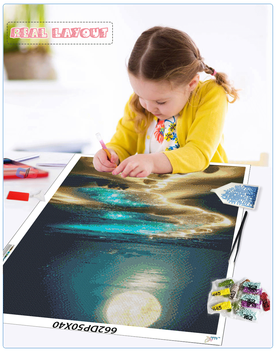 Moonlit Seascape - Premium Beginner Diamond Painting Kit