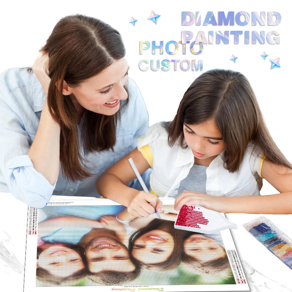 Custom Photo Diamond Painting Kit — Beginner (30–45 Colors)