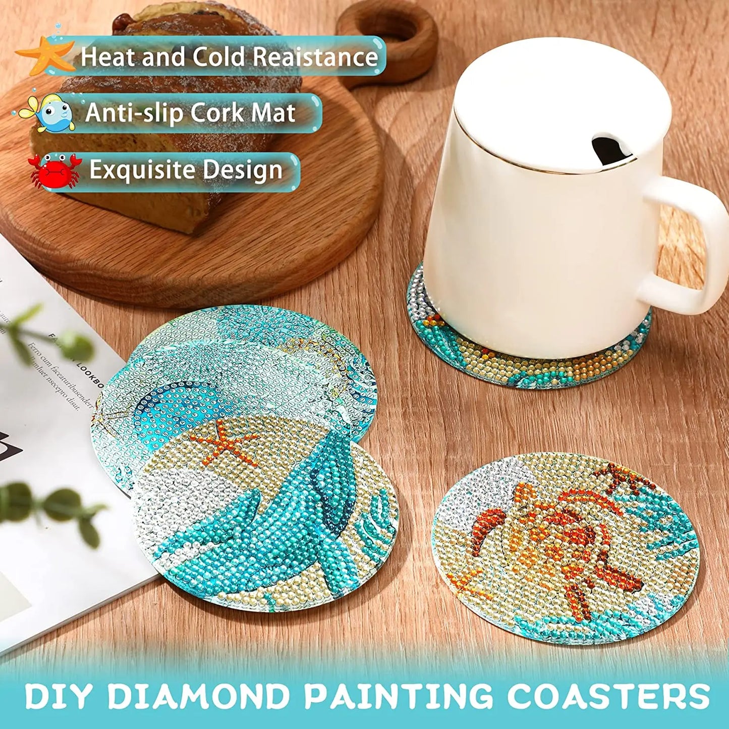 Diamond Painting Coasters Set — 8pc Mandala & Floral (Full Round Drill)