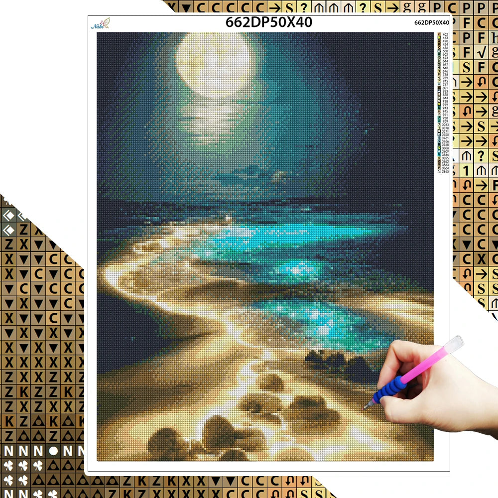 Moonlit Seascape - Premium Beginner Diamond Painting Kit