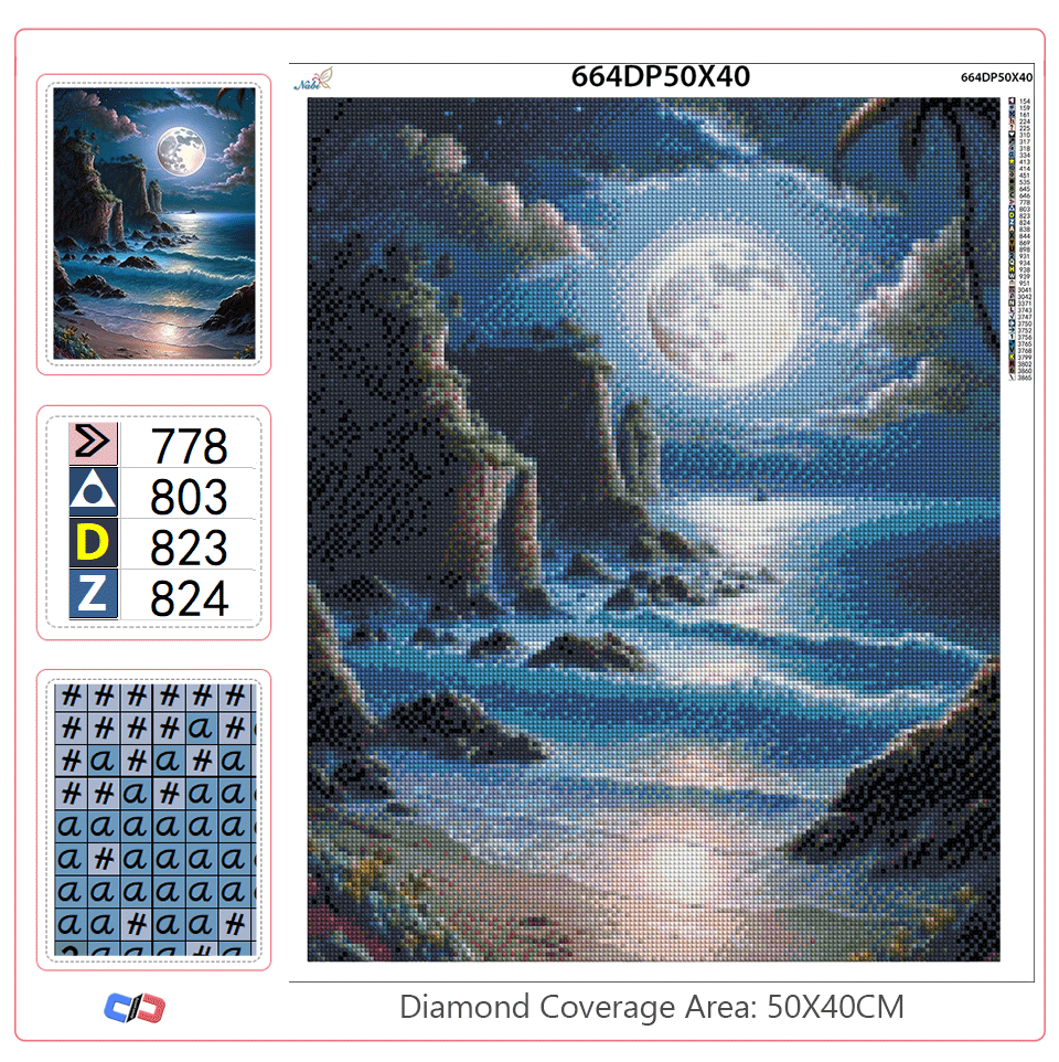 Moonlit Seascape - Premium Beginner Diamond Painting Kit