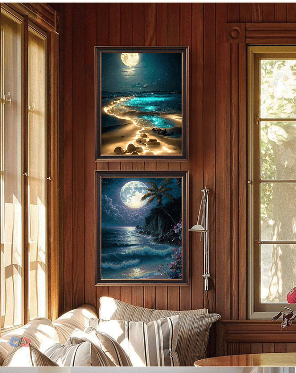 Moonlit Seascape - Premium Beginner Diamond Painting Kit