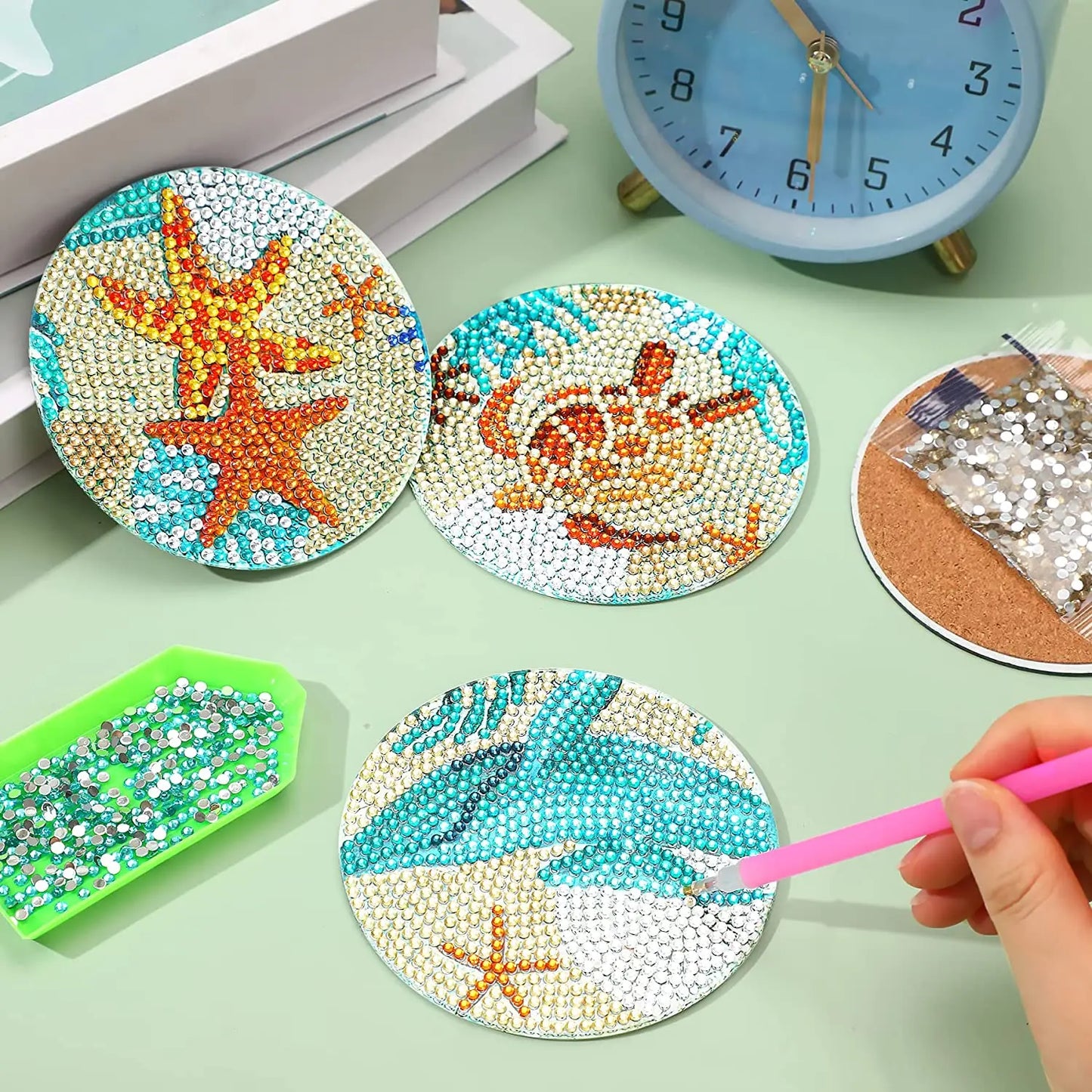 Diamond Painting Coasters Set — 8pc Mandala & Floral (Full Round Drill)