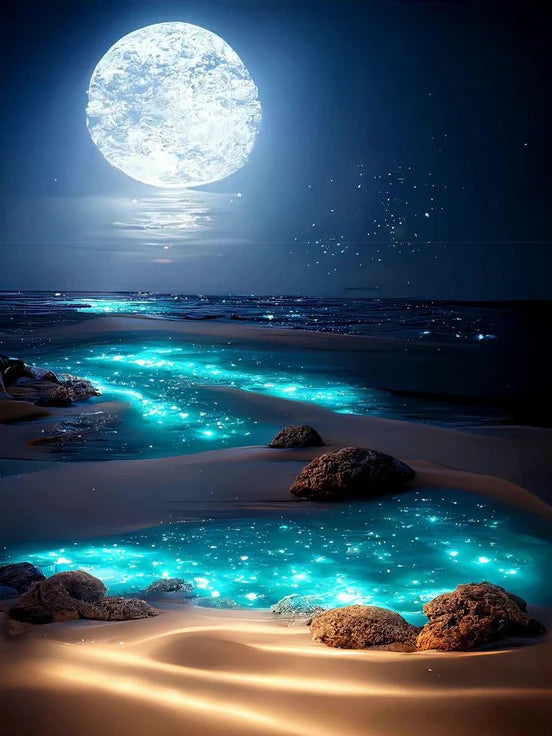 Moonlit Seascape - Premium Beginner Diamond Painting Kit