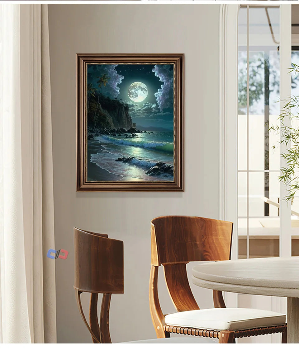Moonlit Seascape - Premium Beginner Diamond Painting Kit