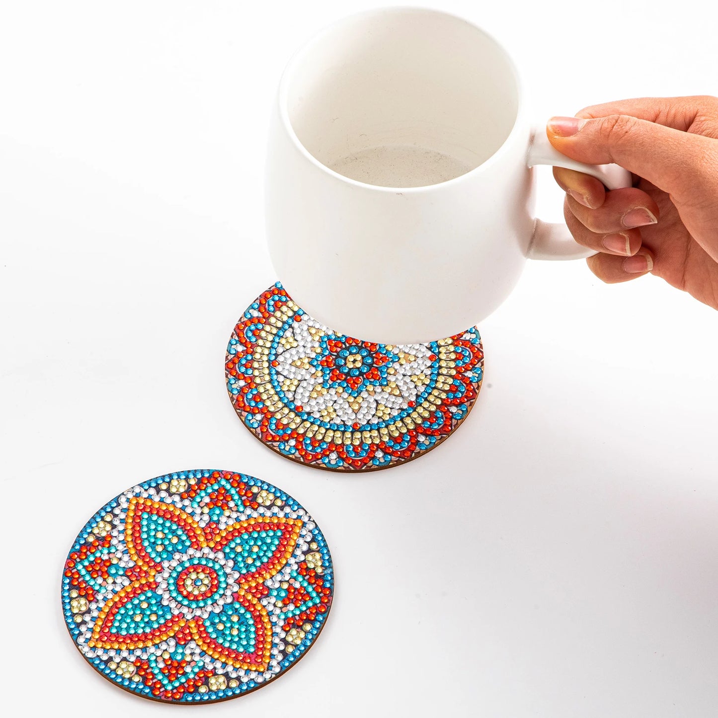 Diamond Painting Coasters Set — 8pc Mandala & Floral (Full Round Drill)