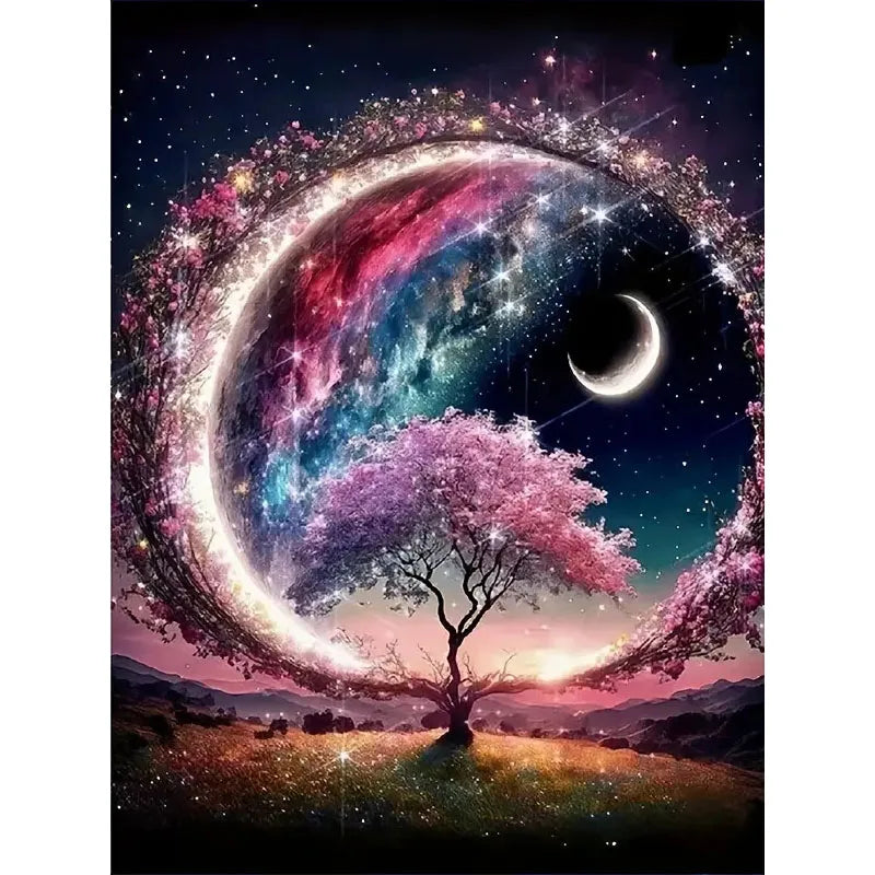 Flower & Moon Diamond Painting Kit — Dreamy Scenic Art