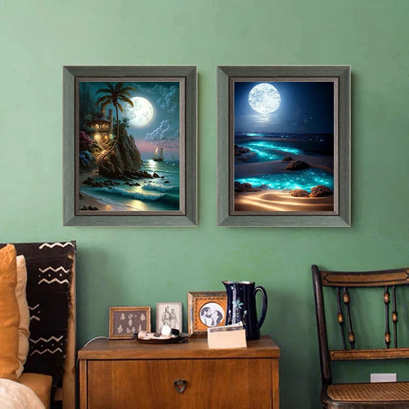 Moonlit Seascape - Premium Beginner Diamond Painting Kit