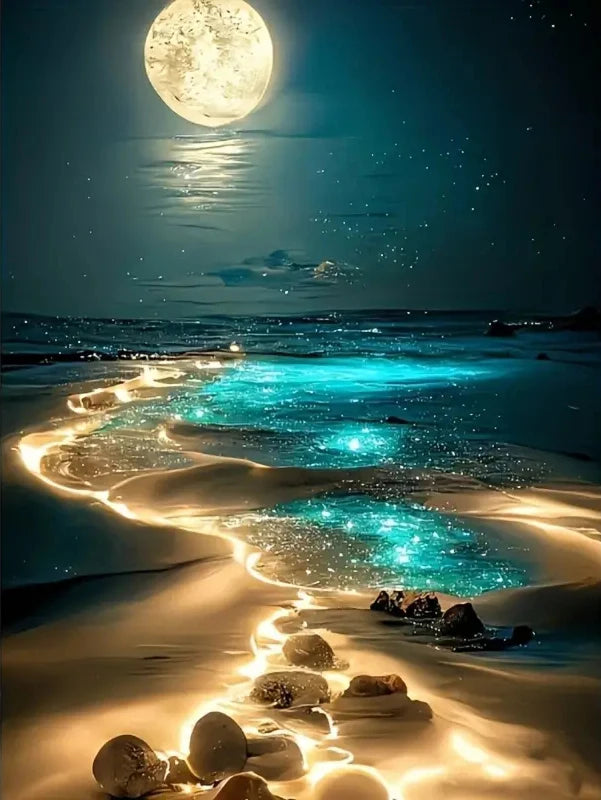Moonlit Seascape - Premium Beginner Diamond Painting Kit